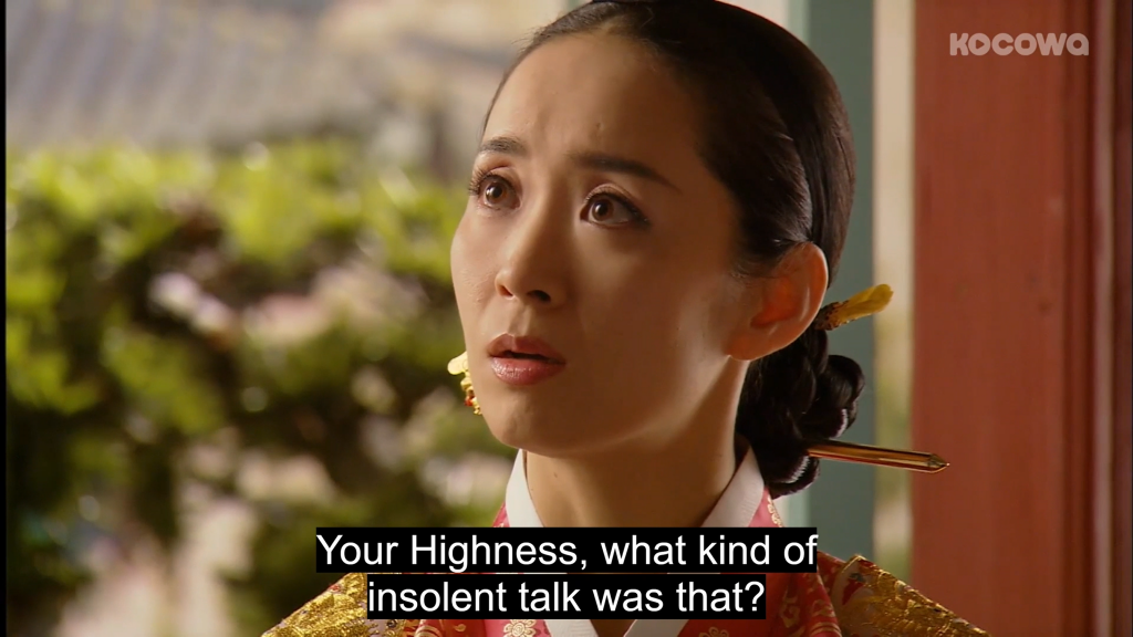 Queen Min shocked and asks What kind of insolent talk was that